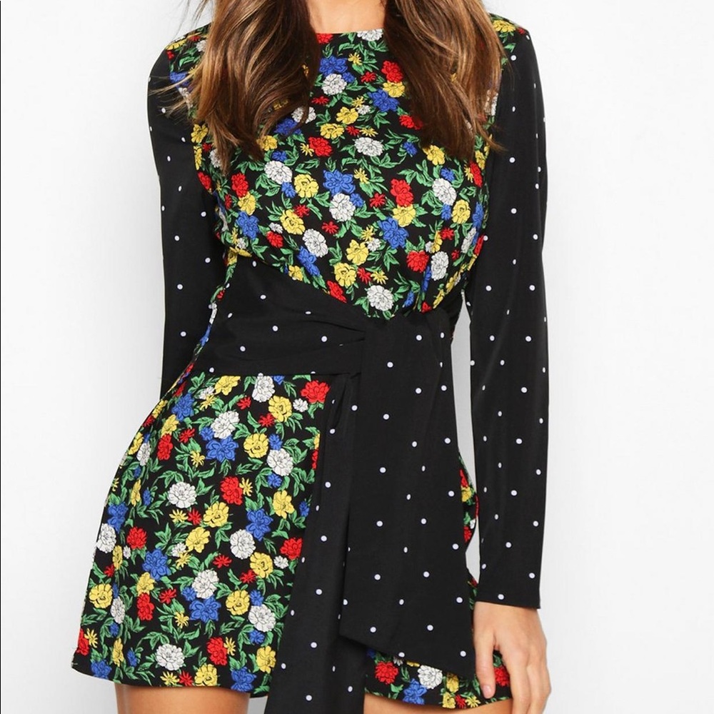 Mixed Tie Front Romper